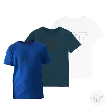 KOMPLET CHŁOPIĘCY 4F KOSZULKA T-SHIRT DZIECIĘCY BAWEŁNA ZESTAW WF 3PAK 152