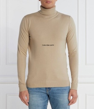 Calvin Klein Jeans sweter beżowy golf rozmiar XXL