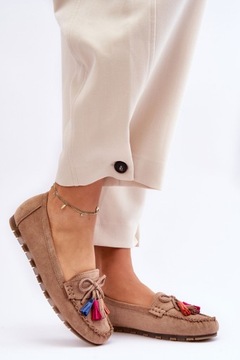 Замшевые лоферы с бантом и бахромой C.BEIGE 39