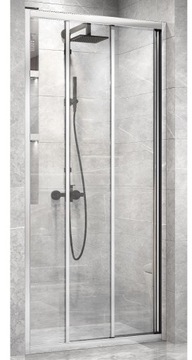 DRZWI PRYSZNICOWE 90 cm PRZESUWNE ROZSUWANE 3-ELEMENTOWE CHROM