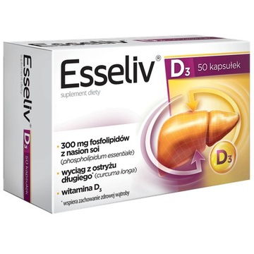 ESSELIV D3 50 TABLETEK FOSFOLIPIDY Z NASION SOI OSTRYŻ