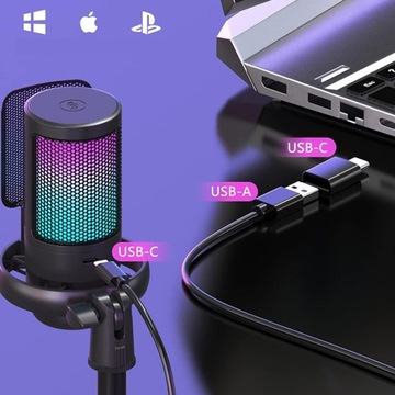 ИГРОВОЙ МИКРОФОН RGB MUTE ПОДСТАВКА ПОП-ФИЛЬТР ШОКОВЫЙ ЧЕРНЫЙ