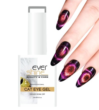 CAT EYE LAKIER HYBRYDOWY kolorowy z drobinkami magnetyczny EverShine 15ml