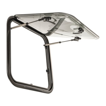 Профильное окно для автодома с москитной сеткой и рольставней, ОМЕГА 490 х 500 мм