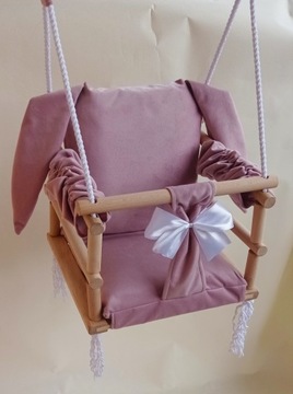 КАЧЕЛИ 3в1 ДЕТИ кролик РОЗОВЫЙ дом сад комната бархатное сиденье подарок