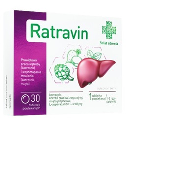 RATRAVIN 30 tabletek na trawienie i wątrobę - L-ornityna + karczoch