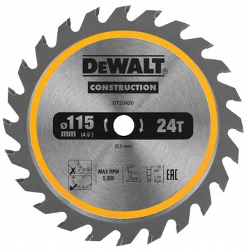 Piła tarczowa do drewna z gwoździami 115mm DEWALT