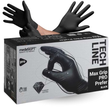 Rękawice nitrylowe SUPER MOCNE rękawiczki dla mechaników Black 100 szt r. L