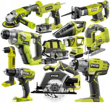 RYOBI ZESTAW 11 NARZĘDZI 18V COMBO 2x5Ah 2Ah TORBA