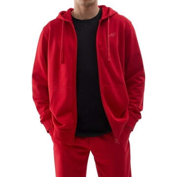 Bluza dresowa męska z kapturem 4F TSWSM0951 - Czerwona 3XL