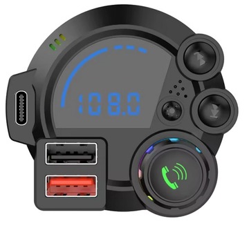 Автомобильный FM-передатчик Bluetooth QC 3.0 PD со светодиодной подсветкой, адаптер автомобильного зарядного устройства