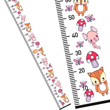 Miarka wzrostu na ścianę LEŚNE ZWIERZĄTKA 2 METRY!