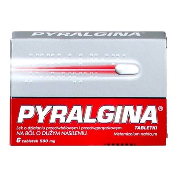 Pyralgina 500mg Metamizol lek przeciwbólowy 6 tabl