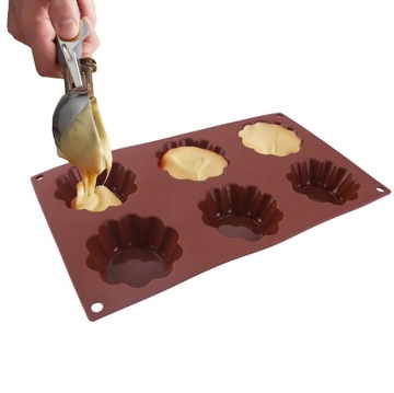 FORMA DO PIECZENIA MUFFINEK CIASTEK BABECZEK 6szt SILIKONOWA 28,5x16x2,5 cm