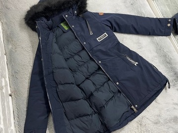 ЖЕНСКАЯ ЗИМНЯЯ УЛИНЕННАЯ ТЕПЛАЯ КУРТКА С КАПЮШОНОМ, ПОВЕРНУТЫЙ M