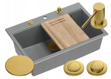 Zlew Quadron Marc 110 silver stone /elementy złote