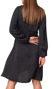 Sukienka elegancka zwiewna rozkloszowana Ochnik czarna r.XL