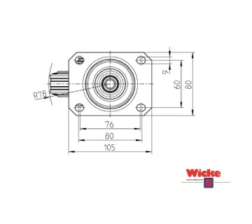 Поворотное колесо 80мм резиновая подставка 50кг WICKE