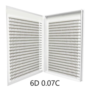 Gotowe kępki rzęs - 6D 0,07 C - mix 8-13mm 1200szt GlowSpot