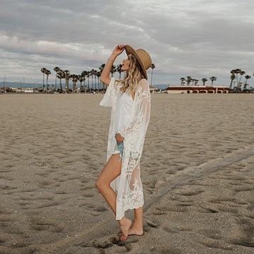 Белая кружевная накидка PAREO BEACH SUMMER в стиле бохо