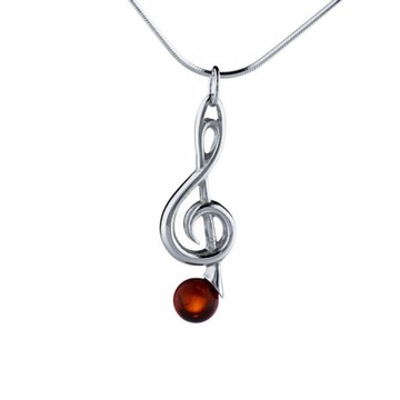 СЕРЕБРЯНЫЙ КУЛОН «КЛЮЧ ОТ ДЕРЕВА» С ЯНТАРЕМ