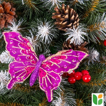 Фиолетовые бабочки на клипсе, елочные игрушки, 2 шт.