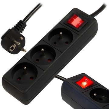 MOCNA LISTWA ZASILAJĄCA PRZEDŁUŻACZ 3 GNIAZDA 1,5M