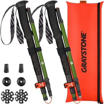 Kije trekkingowe SKAŁDANE, REGULOWANE - Graystone - 110-130 cm