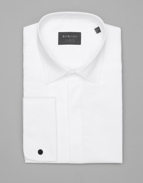 Koszula na spinki biała classic 00280 176/182 43