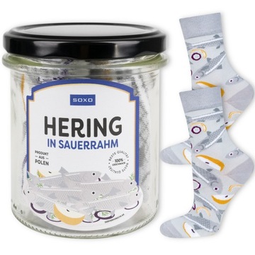 Skarpetki damskie ŚLEDZIE Hering in Sauerrahm SOXO prezent dla BABCI