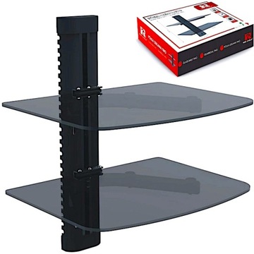 PÓŁKA SZKLANA Podwójna Stolik DEKODER Tuner RTV wisząca ścienna DVD 20kg