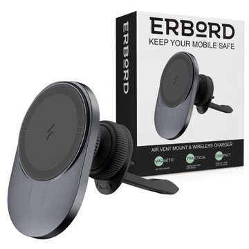 UCHWYT SAMOCHODOWY MAGNETYCZNY ŁADOWARKA INDUKCYJNA DO IPHONE 15W 2A ERBORD
