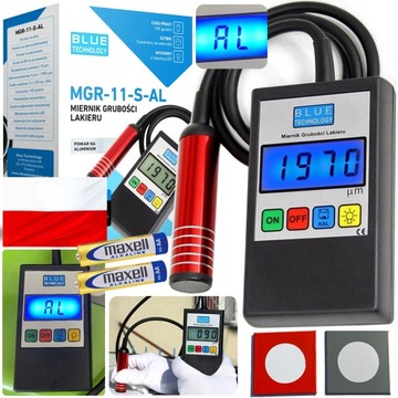 Miernik grubości lakieru Czujnik Tester MGR-11-S-AL Stali Aluminium POLSKI