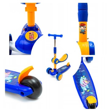 ТРЕХКОЛЕСНЫЙ БАЛАНСИРОВОЧНЫЙ САМОКАТ С СИДЕНЬЕМ, СВЕТЯЩИМСЯ КОЛЕСАМИ