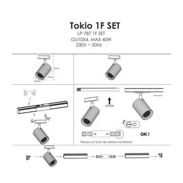 Tokio SET 1F 4xGU10 biały LP-787 SET 1F WH, nowoczesne oświetlenie
