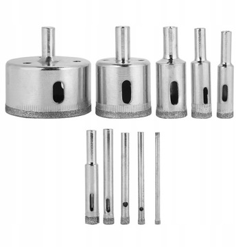 10 szt. ZESTAW WIERTEŁ DIAMENTOWYCH