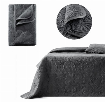 Narzuta Na Łóżko 200x220 Pikowana LEILA ciemnoszary Room99 Designerska