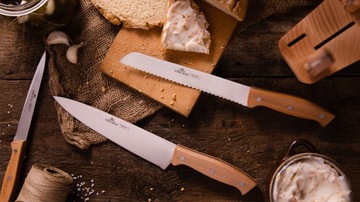 НАБОР ИЗ 5 КУХОННЫХ НОЖЕЙ ГЕРЛАХ В ОСТРОЙ ДЕРЕВЯННОЙ БЛОЧКЕ