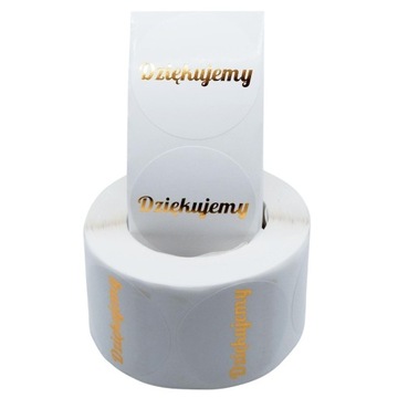 Naklejki Ozdobne Okrągłe 3,8 cm DZIĘKUJEMY 100 szt