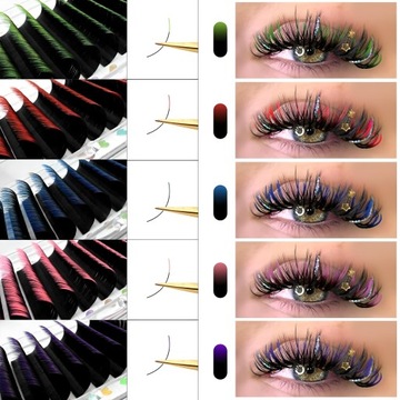 Ресницы одноцветные 8-15 мм, D-завиток, 12 полосок ЧЕРНЫЕ И КРАСНЫЕ