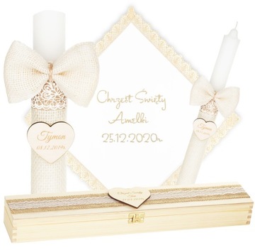 КРЕЩЕННАЯ СВЕЧА + КОРОБКА С ВЫШИВКОЙ КРЕЩЕННАЯ ОДЕЖДА