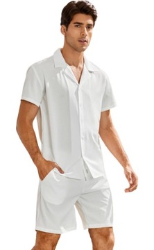 SHEIN KOMPLET MĘSKI BIAŁY GŁADKI NA LATO XL V7A