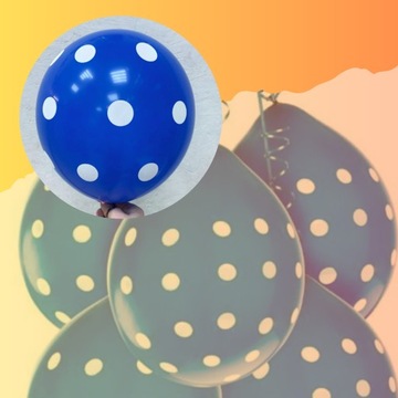 СИНИЕ ШАРЫ 100 ШТ. ШАРИКИ С БЕЛЫМИ ТОЧКАМИ НА ДЕНЬ РОЖДЕНИЯ КРЕЩЕНИЕ