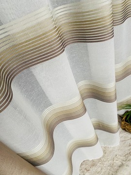 Матовая штора ЭКО ЛЕН, бежевые полосы, 290 см, свободный пошив