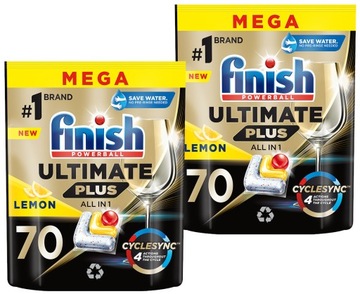 Finish Kapsułki do zmywarki Ultimate Plus tabletki lemon 2 x 70 sztuk