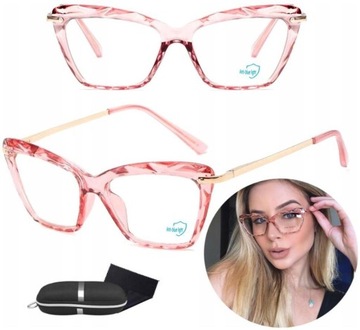 Okulary Blue Light zerówki do komputera KOCIE Pink