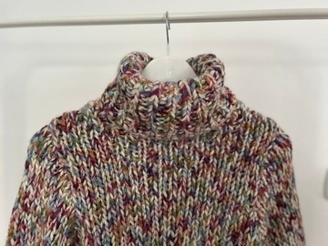 Reserved sweter golf wełniany pleciony melanżowy L