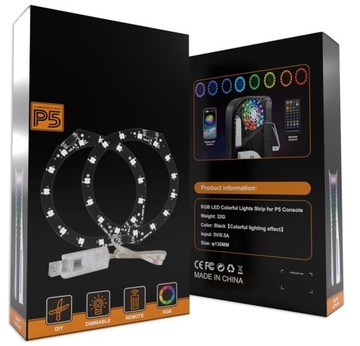 PASEK DEKORACYJNY OŚWIETLENIE LED DO KONSOLI PLAYSTATION 5 PS5 RGB