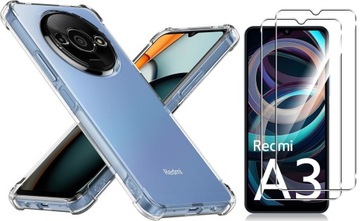 Etui A-SHOCK do Xiaomi Redmi A3 | PRZEŹROCZYSTY CASE WZMACNIANY + 2x SZKŁO