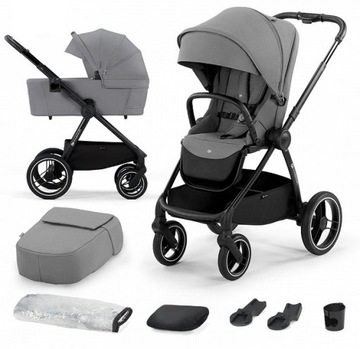 KINDERKRAFT NEA Platinium Grey 2w1 - Wózek Wielofunkcyjny z Akcesoriami